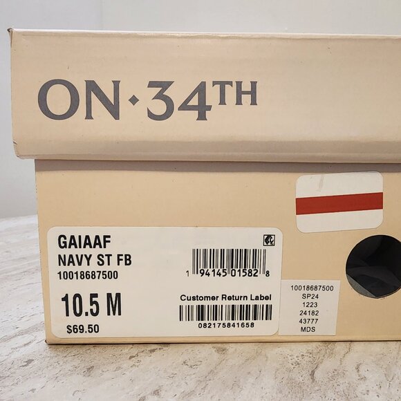 On 34th Womens Gaiaa Bow Block-Heel D Navy Stripe Fabric 10.5M - A014 \13 - Picture 7 of 10